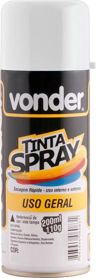 Imagem de Tinta spray branco fosco 200ml/110g - Vonder