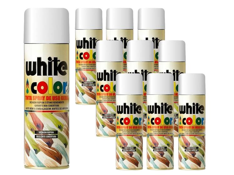 Imagem de Tinta Spray Branco Fosco White Color - Kit com 10 Unidades