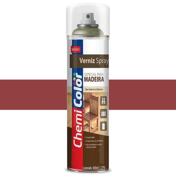 Imagem de Tinta Spray Chemicolor Verniz Madeira Mogno 400 Ml