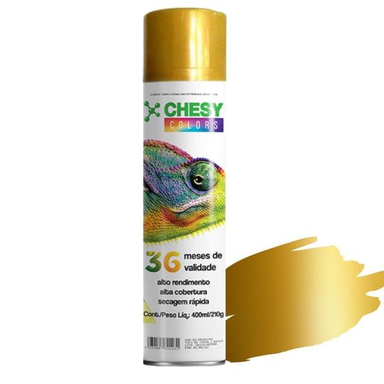 Imagem de Tinta spray chesy metalico ouro 210g 400ml chesiquimica