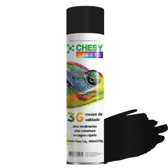 Imagem de Tinta spray chesy uso geral preto semi brilho 210g 400ml chesiquimica