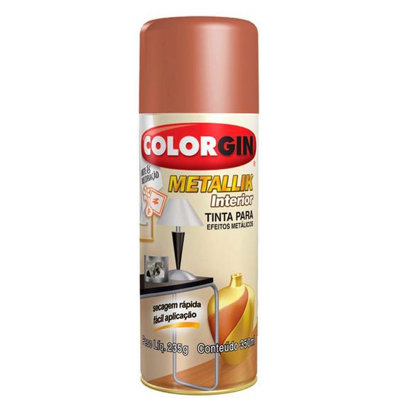 Tinta Spray Colorgin Metallik 350 ml Cobre - 054 Menor preço em Tinta Spray Colorgin Metallik 350 ml Cobre - 054