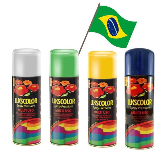 Imagem de Tinta Spray Copa Do Mundo Lukscolor Decoração Brasil Kit 4un