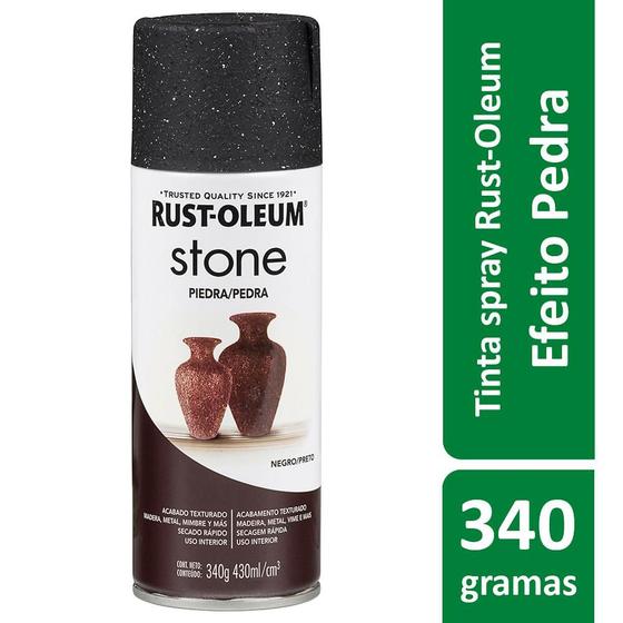 Imagem de Tinta Spray Especialidades Stone 340G Acabamento Efeito Pedra Decorativa Preto Rust-Oleum