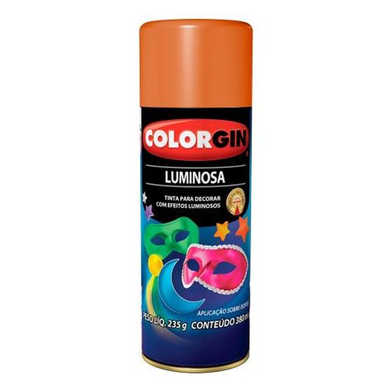 Imagem de Tinta spray luminosac- colorgin - laranja 380ml - kit c/12un.