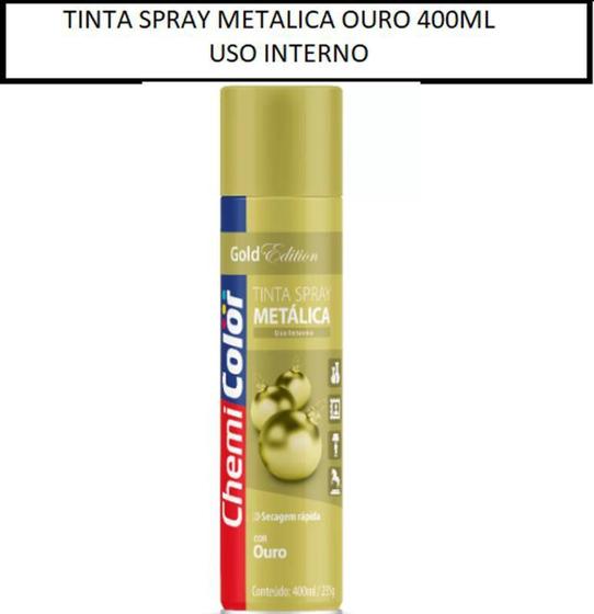 Imagem de Tinta spray metalica ouro 400ml chemicolor