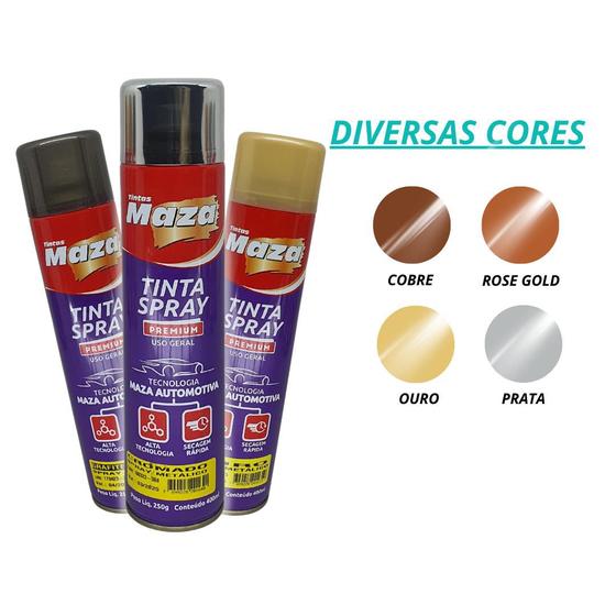 Imagem de Tinta Spray Metálico 400ml Cores Uso Geral Multiuso Automotivo Maza