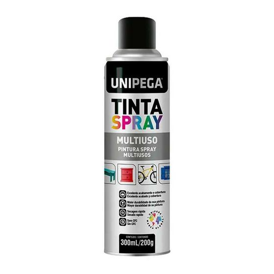 Imagem de Tinta Spray Multiuso 300ml Preto Fosco Unipega - 0112