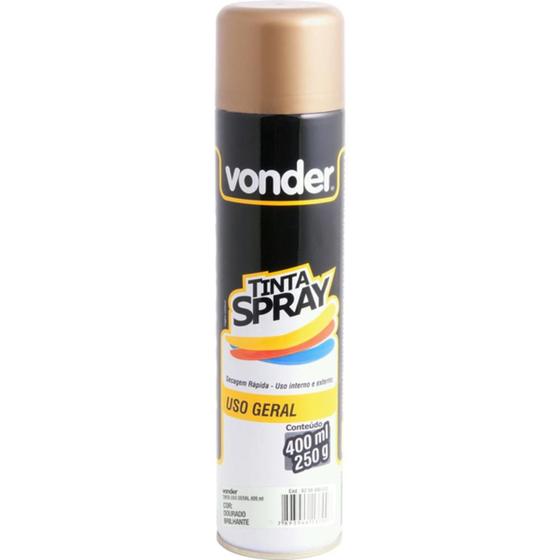 Imagem de Tinta spray para uso geral dourado brilhante 400 ml - Vonder