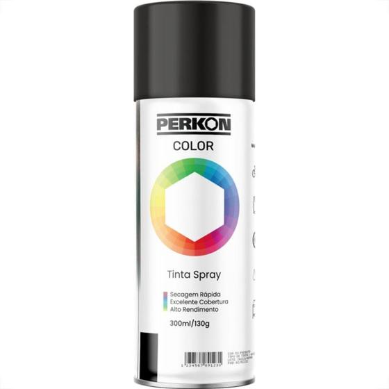 Imagem de Tinta Spray Perkon Uso Geral Preto Fosco 300Ml 7207