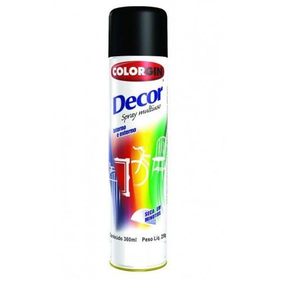 Imagem de Tinta Spray Preto Brilhante 360 ML - 250 GR - DECOR COLORGIN 1 unidade