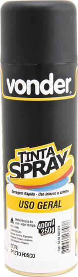 Tinta spray preto fosco 400ml/250g - Vonder Menor preço em Tinta spray preto fosco 400ml/250g - Vonder