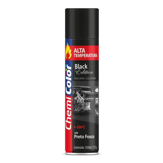 Imagem de Tinta Spray Preto Fosco Alta Temp. 350Ml Chemicolor