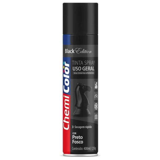 Imagem de Tinta Spray Preto Fosco Para Madeira Metal Plástico Tecido Gesso Eva 400ml