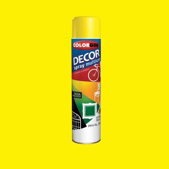 Imagem de Tinta spray uso geral 360ml amarelo decor - COLORGIN