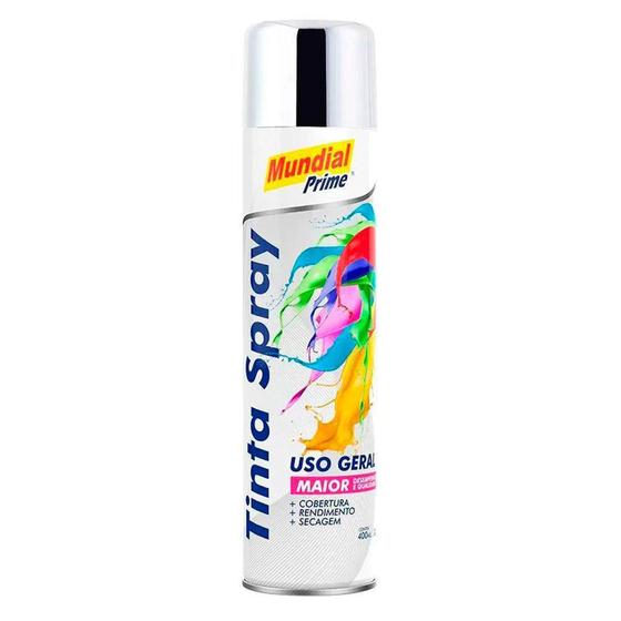 Imagem de Tinta Spray Uso Geral 400ml Mundial Prime Cromado