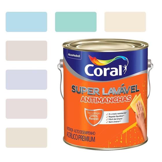 Tinta Super Lavável para Parede Anti Manchas Coral 3,2L - Tinta para ...