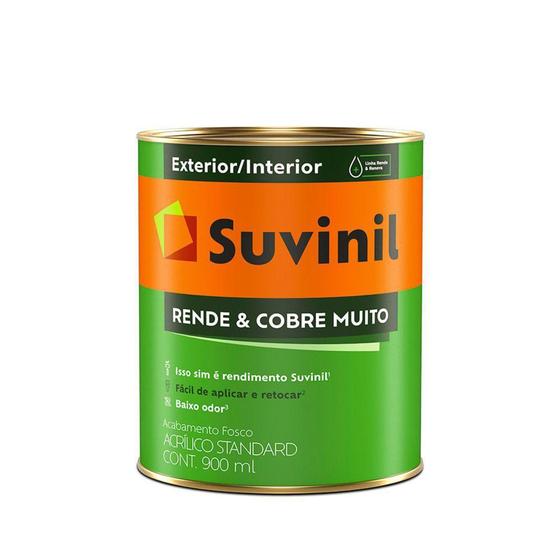 Imagem de Tinta Suvinil Rende e Cobre Muito Látex Fosco Standard Branco 900ml