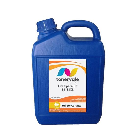 Imagem de Tinta Tankfull Para Cartucho HP 122 K8600 K7500 K550 K5400 K7400 - HP 88 C9393AL Yellow Corante de 5 Litros