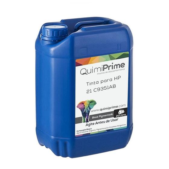 Imagem de Tinta Tankfull Para Recarga HP 21 C9351A Impressora F4180 J3680 F380 1410 Pigmentada Black de 20L - Quimiprim