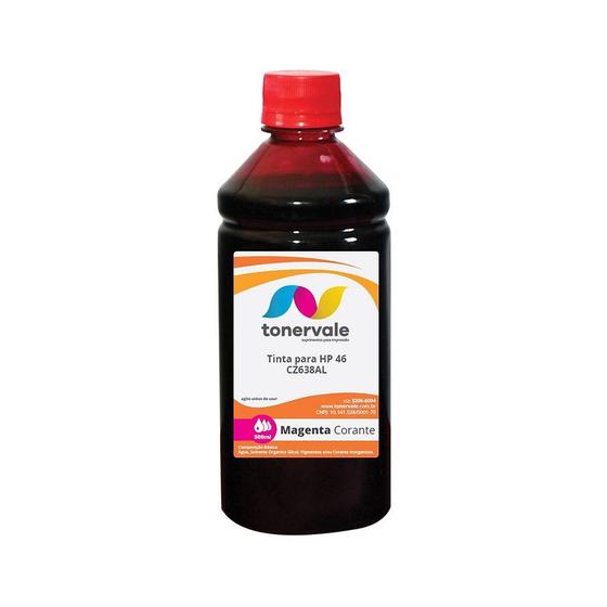 Imagem de Tinta Tankfull Para Recarga HP CZ638AL 46 Magenta - Impressoras HP 2529 4729 5738 Corante de 500ml