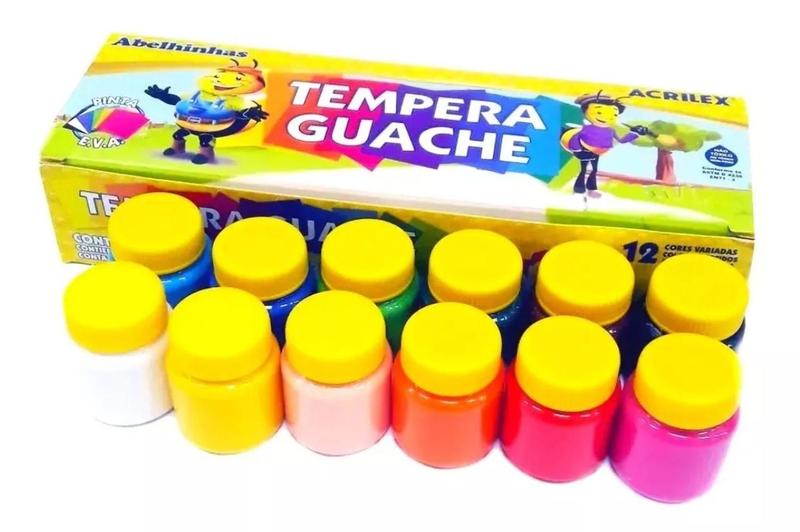 Imagem de Tinta Tempera Guache Acrilex Com 12 Potes De Cores 15 Ml