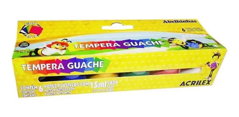 Imagem de Tinta Tempera Guache Com 6 Cores Com 15Ml - Acrilex 02006