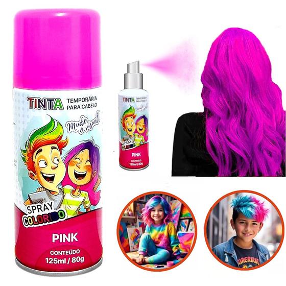 Imagem de Tinta Temporária Rosa Infantil e Adulto Festas Cabelo Maluco