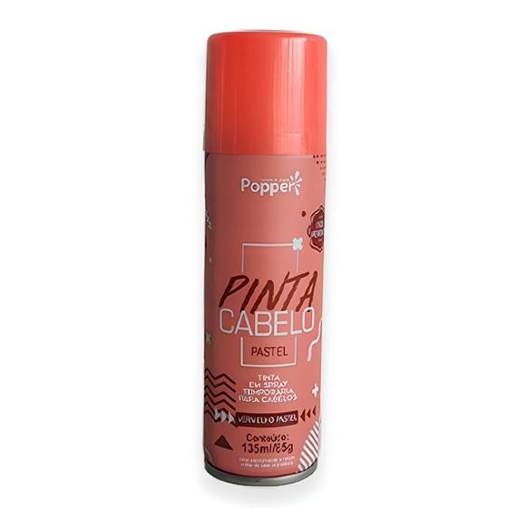 Imagem de Tinta Temporária Spray para Cabelo - Vermelho Pastel - 135ml/85g - 1 unidade - Popper - Rizzo