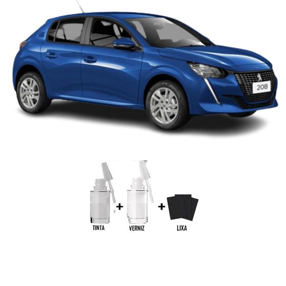 Imagem de Tinta Tira Risco Automotivo Azul Quasar - EQB Peugeot + Verniz 15ml