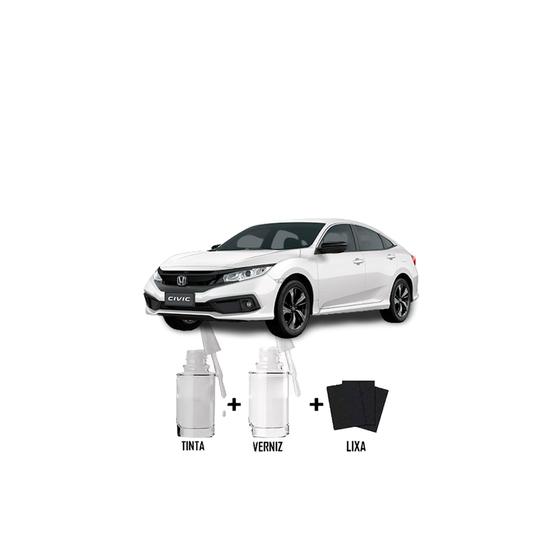 Imagem de Tinta Tira Risco Automotivo Branco Estelar Honda + Verniz 15ml