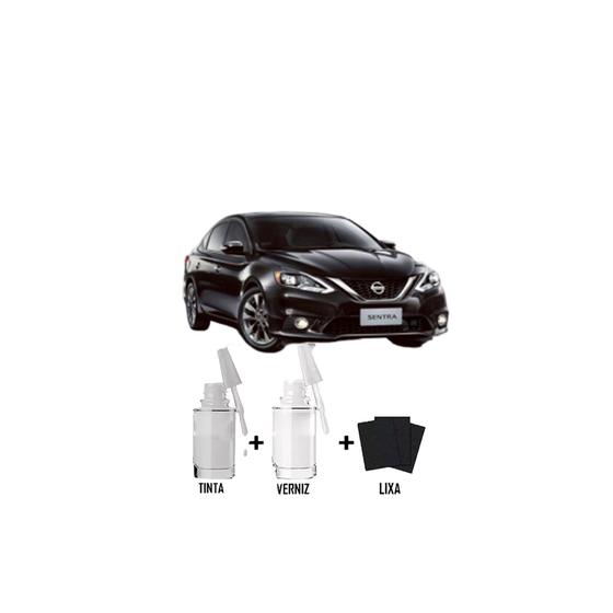 Imagem de Tinta Tira Risco Automotivo Preto Premium II Lisa - KH3 Nissan + Verniz 15ml