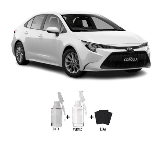 Imagem de Tinta Tira Risco Automotivo Super White lisa - 040 Toyota + Verniz 15ml