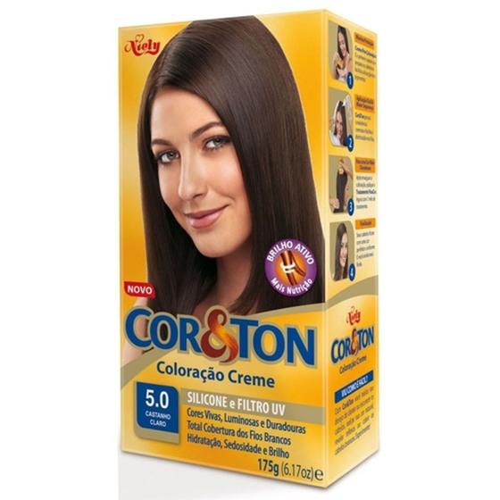 Tintura cor&ton 5,0 castanho claro 175G - Tinta de Cabelo - Magazine Luiza