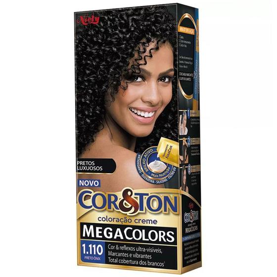 Imagem de Tintura cor  ton kit mega colors - cor 1.110 preto ônix - Niely