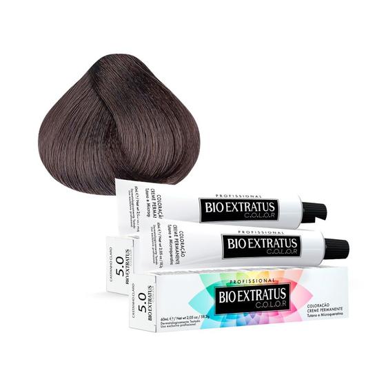 Imagem de Tintura Creme Bio Extratus Color Castanho Claro 5.0 60ml  Kit com duas unidades