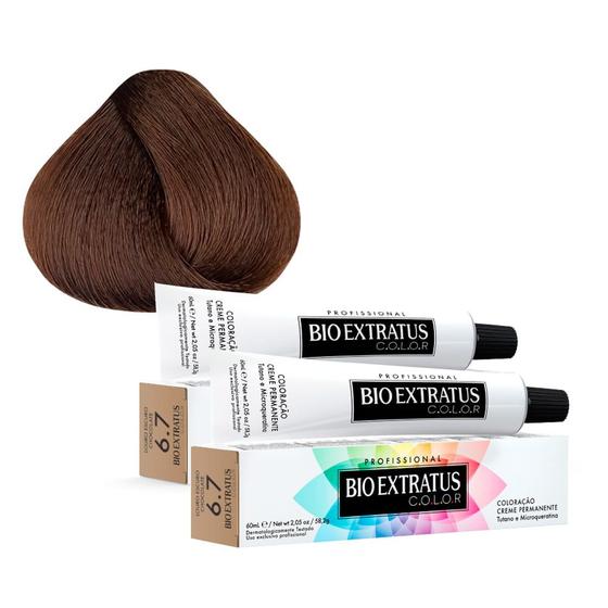 Imagem de Tintura Creme Bio Extratus Color Louro Escuro Chocolate 6.7 60ml  Kit com duas unidades