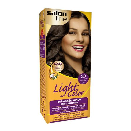 Imagem de Tintura Creme Salon Line Light Color Castanho Claro 5.0 Kit