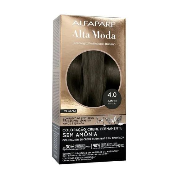 Imagem de Tintura de Cabelo Alta Moda Sem Amônia Coloração Permanente Castanho 4.0