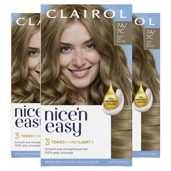 Imagem de Tintura de Cabelo Clairol Nice'n Easy 7C - Louro Claro Frio (Pacote com 3)