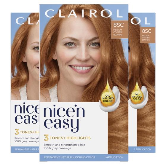 Imagem de Tintura de cabelo Clairol Nice'n Easy 8SC Loira de cobre médio x3