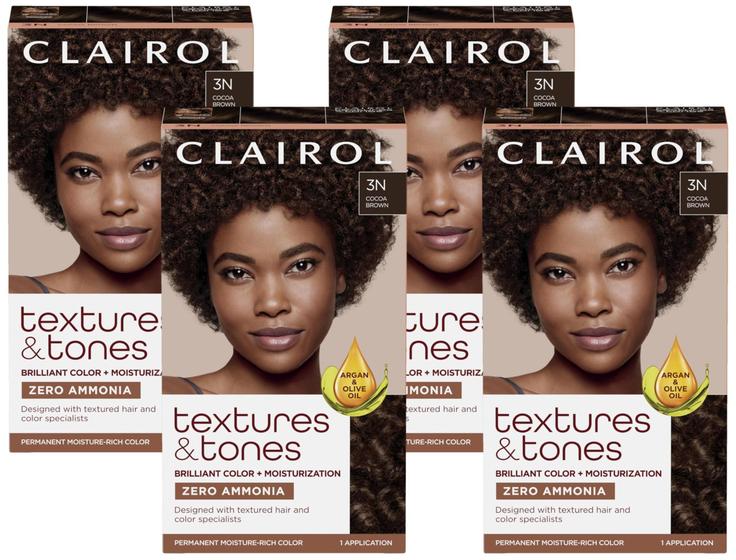 Imagem de Tintura de cabelo Clairol Textures & Tones 3N Cocoa Brown Pacote com 4