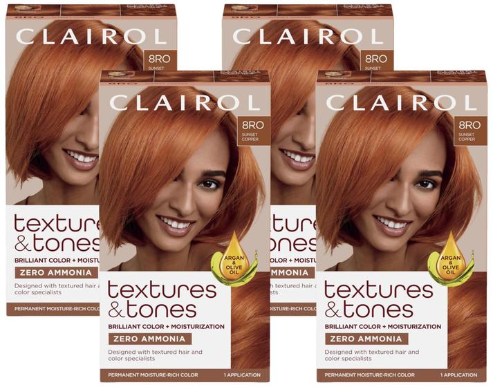 Imagem de Tintura de cabelo Clairol Textures & Tones 8RO Sunset Copper (pacote 4)