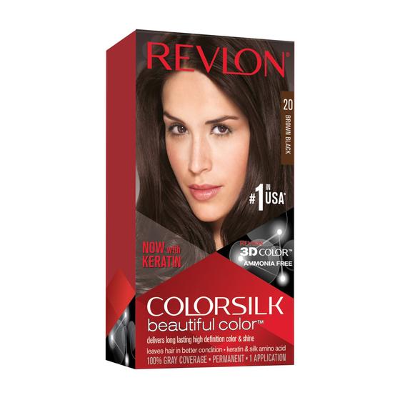 Imagem de Tintura de cabelo Revlon ColorSilk 20 Brown Black Pacote com 9