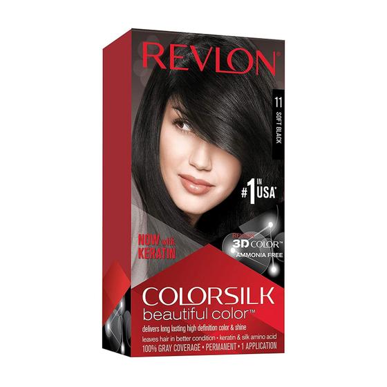 Imagem de Tintura de cabelo Revlon ColorSilk Beautiful Color Soft Black, pacote com 6
