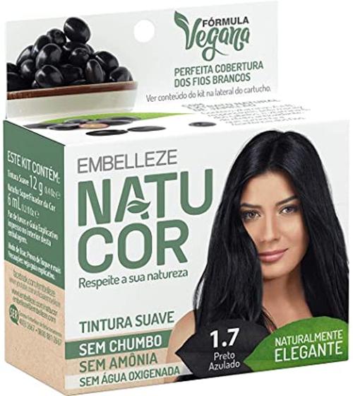 Tintura Embelleze Natucor 1.7 Preto azulado SEM AMONIA - Tinta de ...