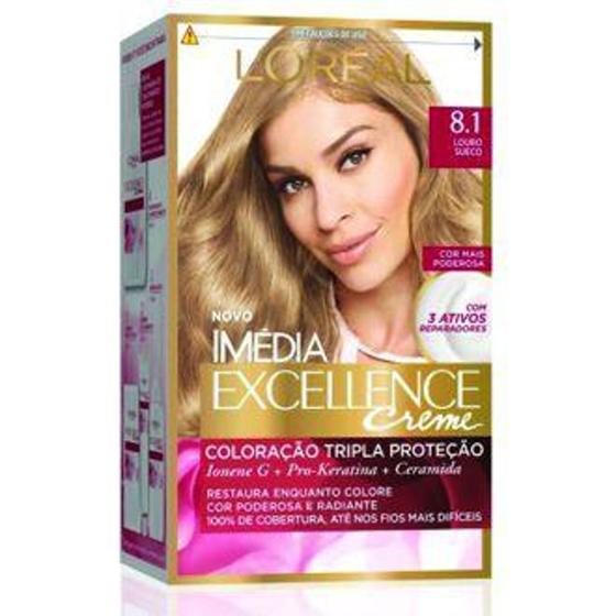 Imagem de Tintura L'Oreal Imedia Excellence Creme 8.1 Louro Sueco