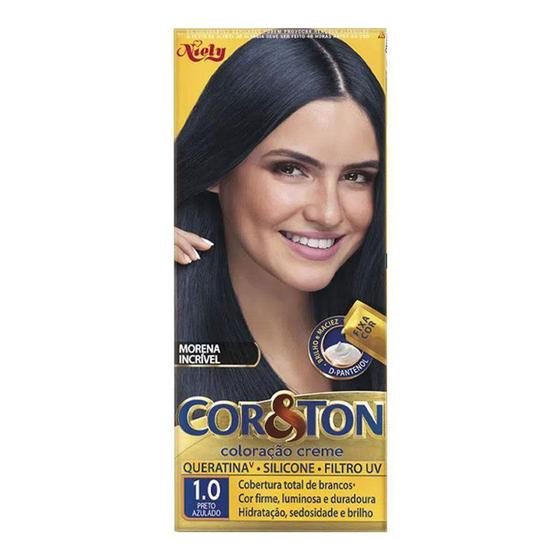 Tintura Niely Cor&Ton Preto Azulado 1.0 180g - Tinta de Cabelo ...