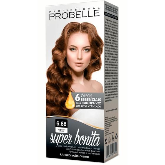 Tintura Probelle Super Bonita Marrom Tabaco 6.88 50g - Tinta de Cabelo ...