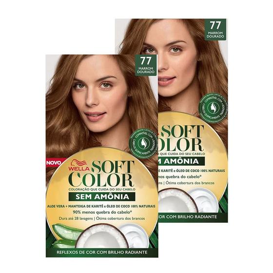 Imagem de Tintura Soft Color Sem Amônia Marrom Dourado 77 Kit  Kit com duas unidades